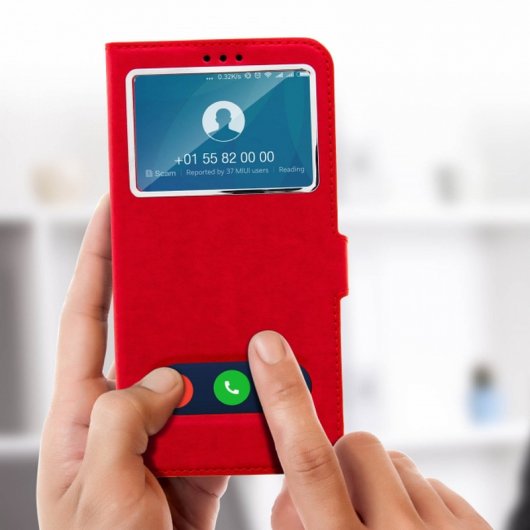 Avizar Capa Livro com Janela Dupla Vermelha para Xiaomi Pocophone F1
