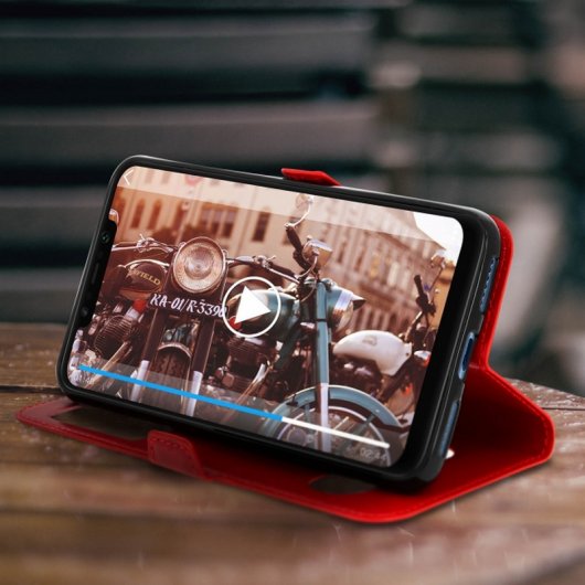 Avizar Capa Livro com Janela Dupla Vermelha para Xiaomi Pocophone F1