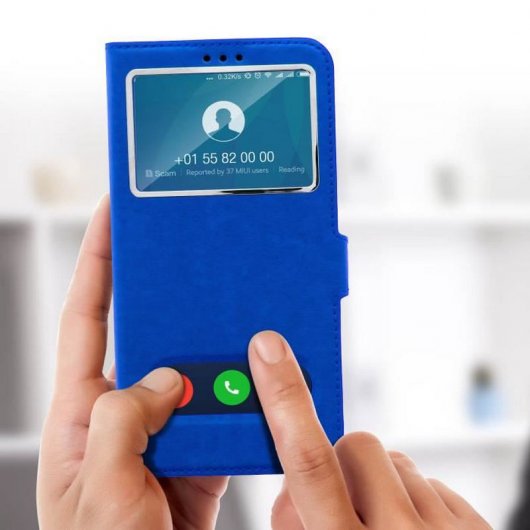 Avizar Capa Livro com Janela Dupla Azul para Xiaomi Pocophone F1