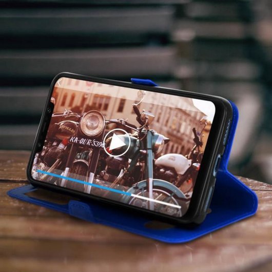 Avizar Capa Livro com Janela Dupla Azul para Xiaomi Pocophone F1