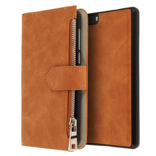 Forcell Funda Billetera Extraíble Camel para Huawei P8 Lite