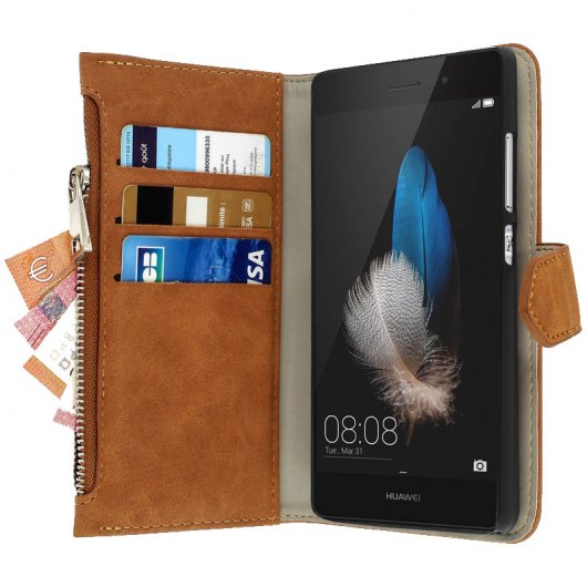 Forcell Funda Billetera Extraíble Camel para Huawei P8 Lite
