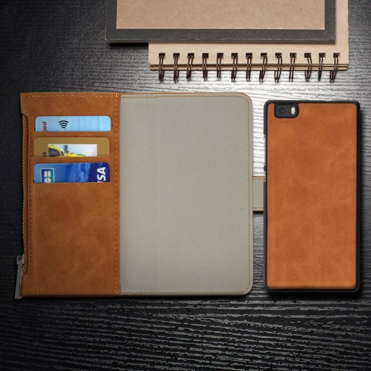 Forcell Funda Billetera Extraíble Camel para Huawei P8 Lite