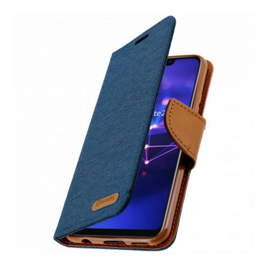 Avizar Serie Canvas Funda Libro Textil Azul Oscuro para Huawei Mate 20 Lite