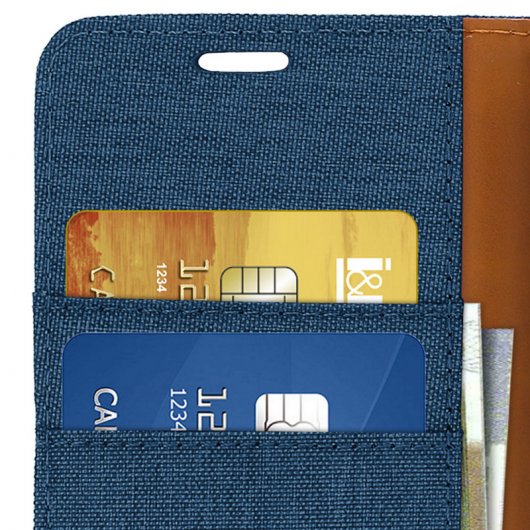 Avizar Serie Canvas Funda Libro Textil Azul Oscuro para Huawei Mate 20 Lite