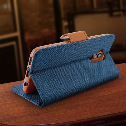Avizar Serie Canvas Funda Libro Textil Azul Oscuro para Huawei Mate 20 Lite