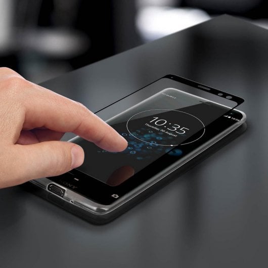 Avizar Funda Silicona Transparente + Cristal Templado con Bordes Negros para Sony Xperia XZ3