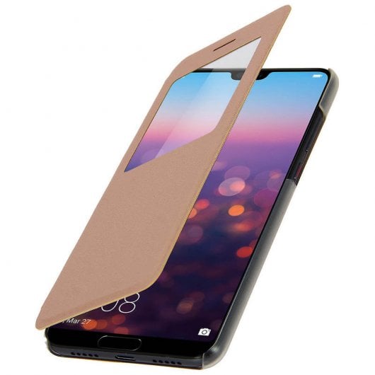 Avizar Capa Livro com Janela Dourada para Huawei P20 Pro