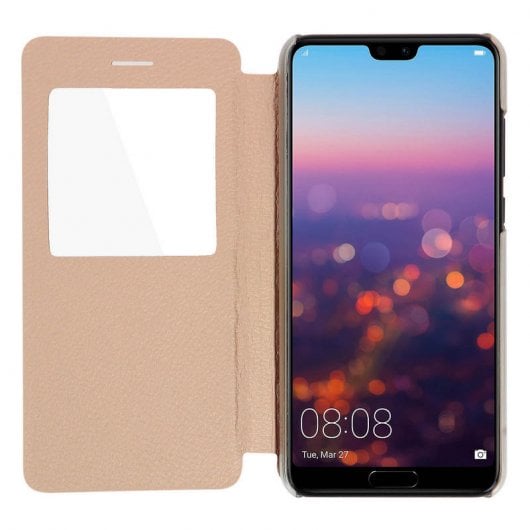 Avizar Capa Livro com Janela Dourada para Huawei P20 Pro