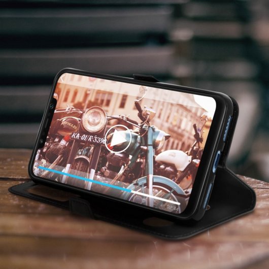 Avizar Funda Libro con Ventana Doble Negra para Xiaomi Pocophone F1