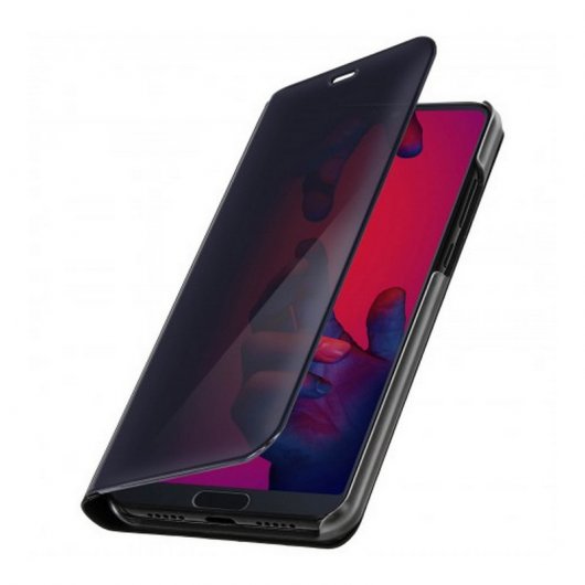 Avizar Funda Libro Translúcida Efecto Espejo Negra para Huawei P20 Pro