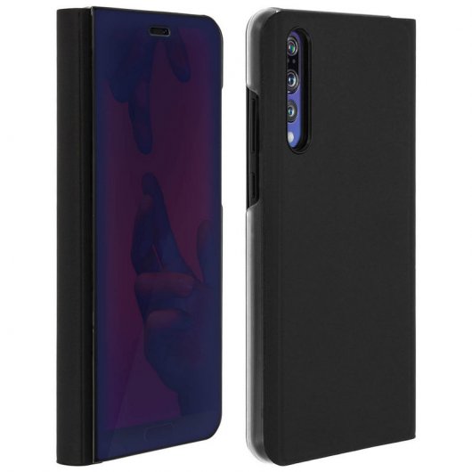 Avizar Funda Libro Translúcida Efecto Espejo Negra para Huawei P20 Pro