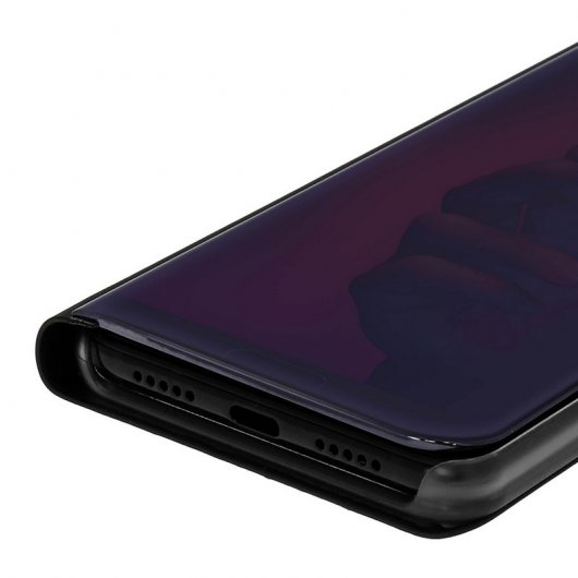 Avizar Funda Libro Translúcida Efecto Espejo Negra para Huawei P20 Pro