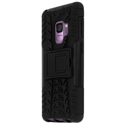 Avizar Funda de Silicona Reforzada con Soporte Negra para Samsung Galaxy S9