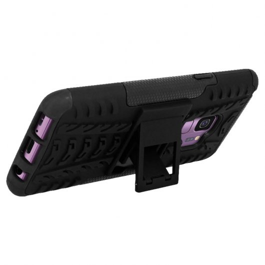 Avizar Funda de Silicona Reforzada con Soporte Negra para Samsung Galaxy S9