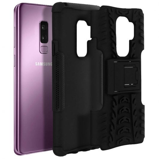 Avizar Funda de Silicona Reforzada con Soporte Negra para Samsung Galaxy S9 Plus