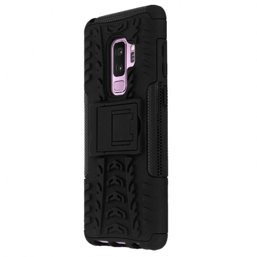 Avizar Funda de Silicona Reforzada con Soporte Negra para Samsung Galaxy S9 Plus