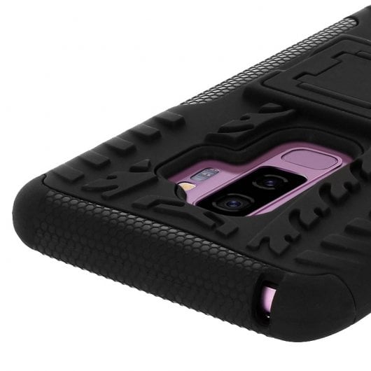 Avizar Funda de Silicona Reforzada con Soporte Negra para Samsung Galaxy S9 Plus