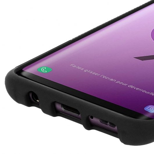 Avizar Funda de Silicona Reforzada con Soporte Negra para Samsung Galaxy S9 Plus