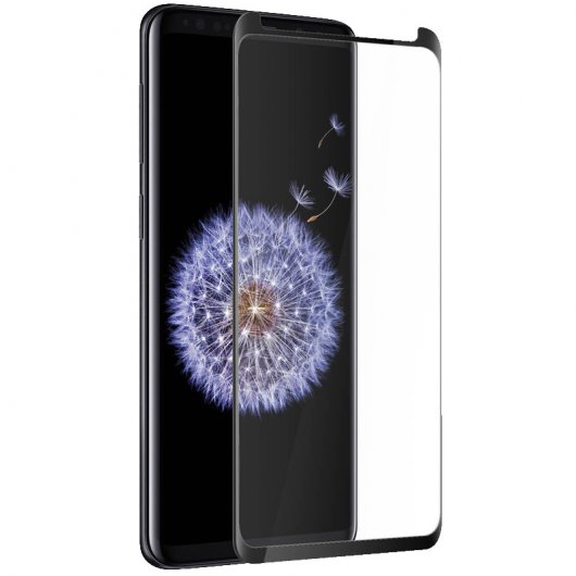 Muvit Protector Cristal Templado con Bordes Curvos Negros para Samsung Galaxy S9