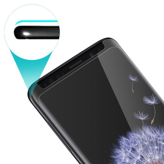 Muvit Protector Cristal Templado con Bordes Curvos Negros para Samsung Galaxy S9