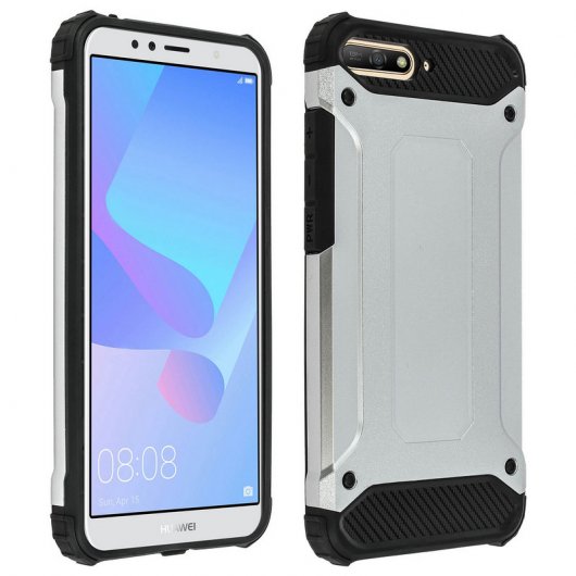 Avizar Defender II Funda Antigolpes Plateada para Huawei Y6 2018