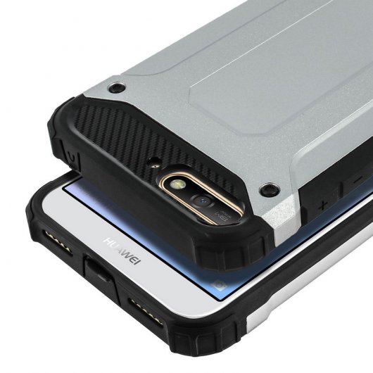 Avizar Defender II Funda Antigolpes Plateada para Huawei Y6 2018