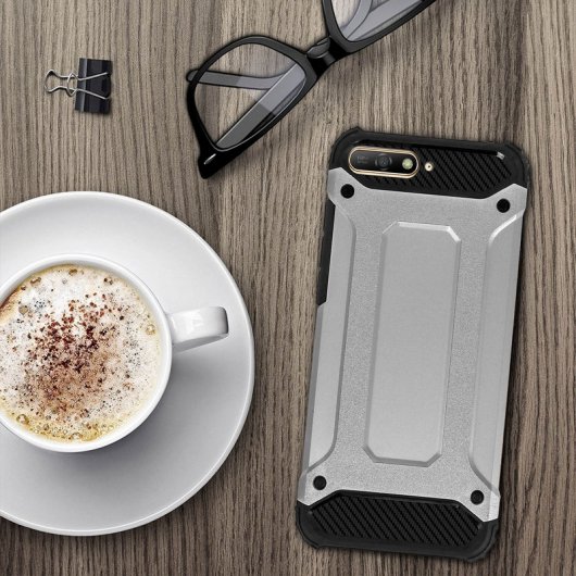 Avizar Defender II Funda Antigolpes Plateada para Huawei Y6 2018