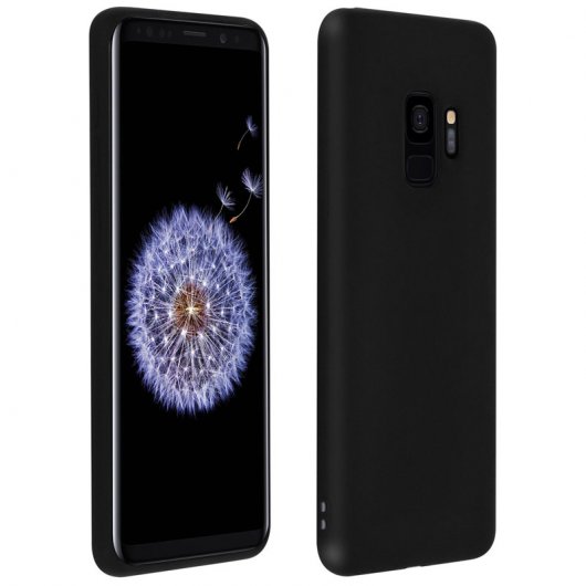 Avizar Funda de Silicona Mate Negra para Samsung Galaxy S9