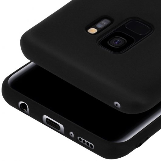 Avizar Funda de Silicona Mate Negra para Samsung Galaxy S9