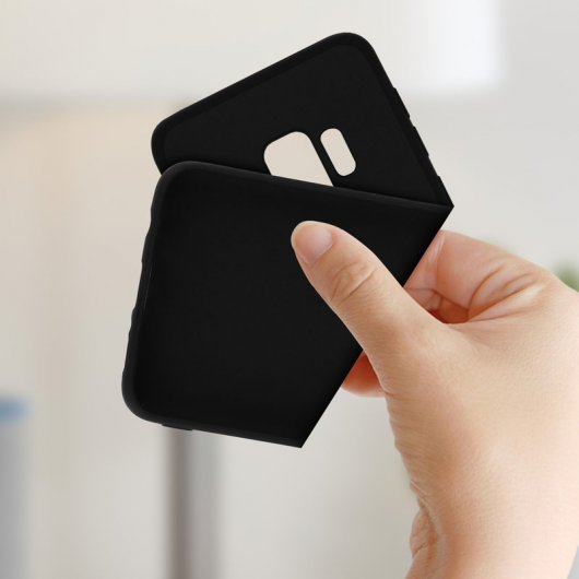 Avizar Funda de Silicona Mate Negra para Samsung Galaxy S9