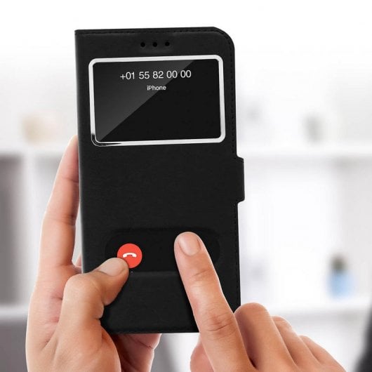 Avizar Book Case avec double fenêtre noire pour iPhone XR