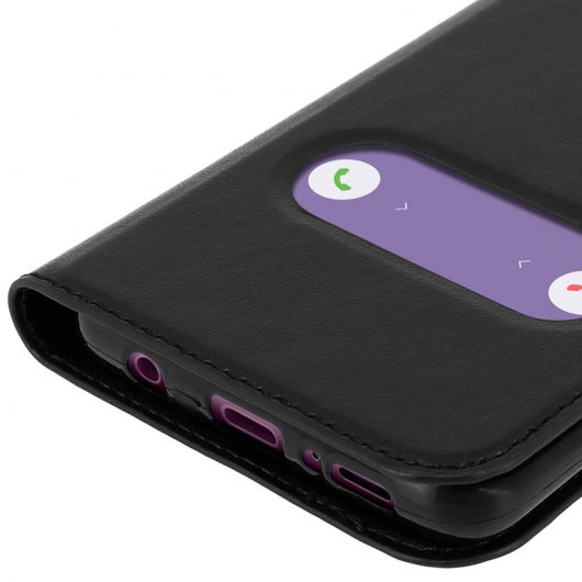 Custodia a libro Avizar con doppia finestra nera per Samsung Galaxy S9