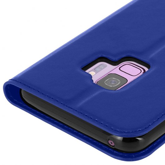 Avizar Funda Libro con Doble Ventana Azul para Samsung Galaxy S9