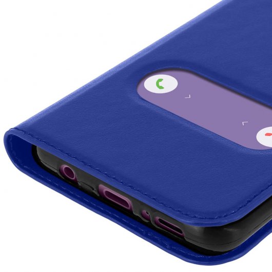 Custodia Flip In Pelle PU Per Wiko View Prime Con Finestra E Slot Carte - Viola