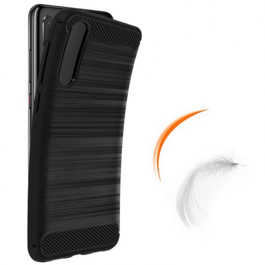 Avizar Funda de Silicona Negro Carbono a Rayas para Huawei P20 Pro