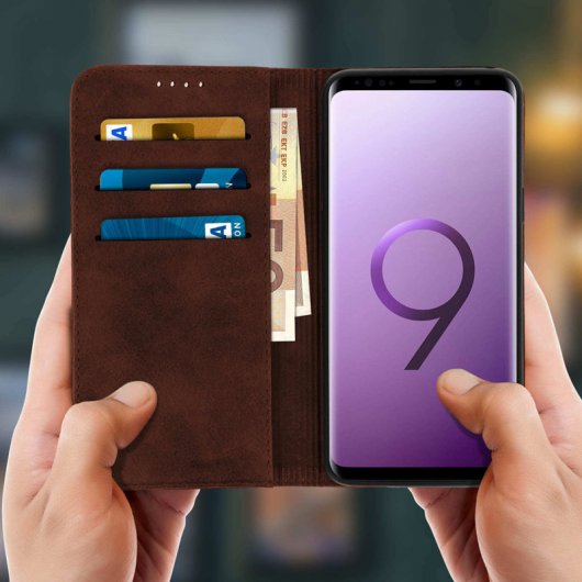 Avizar Capa Tipo Livro Carteira Vintage Castanha para Samsung Galaxy S9 Plus