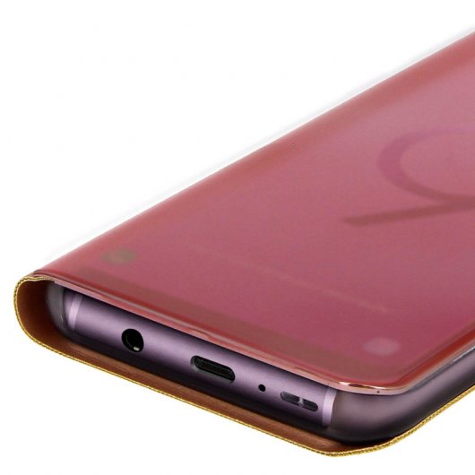 Avizar Capa com Tampa Translúcida de Efeito Espelho Rosa para Samsung Galaxy S9