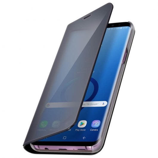 Avizar Funda Tapa Translúcida Efecto Espejo Negra para Samsung Galaxy S9 Plus