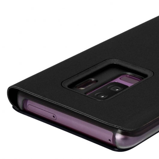 Avizar Funda Tapa Translúcida Efecto Espejo Negra para Samsung Galaxy S9 Plus