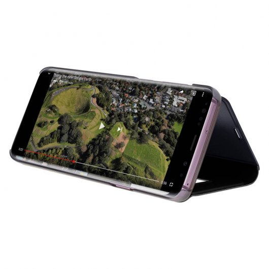 Avizar Funda Tapa Translúcida Efecto Espejo Negra para Samsung Galaxy S9 Plus