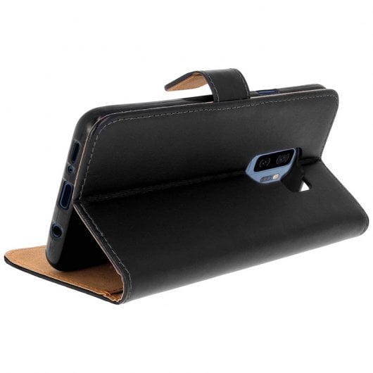 Avizar Funda Tipo Libro de Cuero Negro para Samsung Galaxy S9 Plus