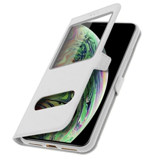Avizar Capa Livro com Janela Dupla Branca para iPhone XS Max