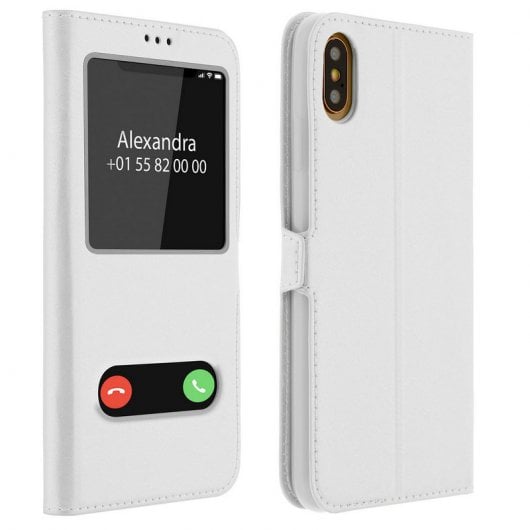 Avizar Capa Livro com Janela Dupla Branca para iPhone XS Max