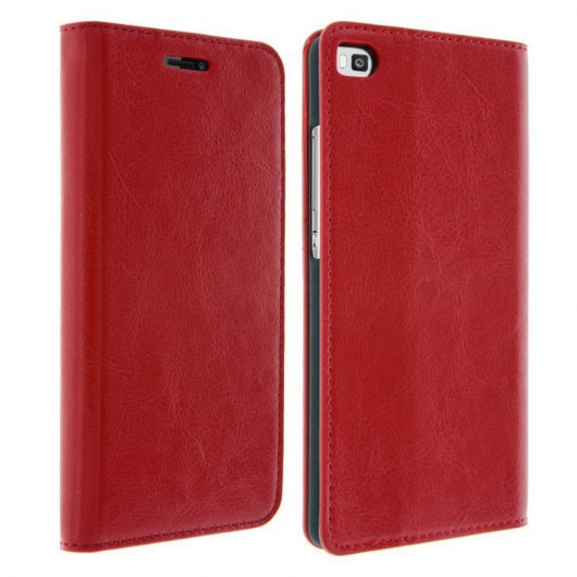 Avizar Funda de Cuero Roja para Huawei P8