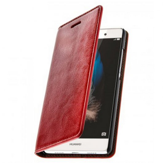 Avizar Funda de Cuero Roja para Huawei P8