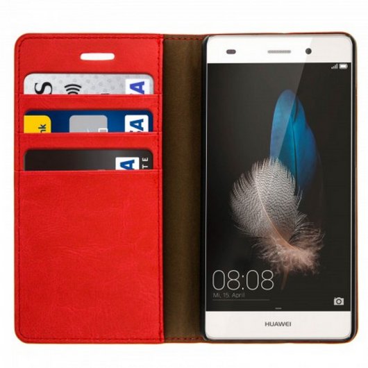 Avizar Funda de Cuero Roja para Huawei P8