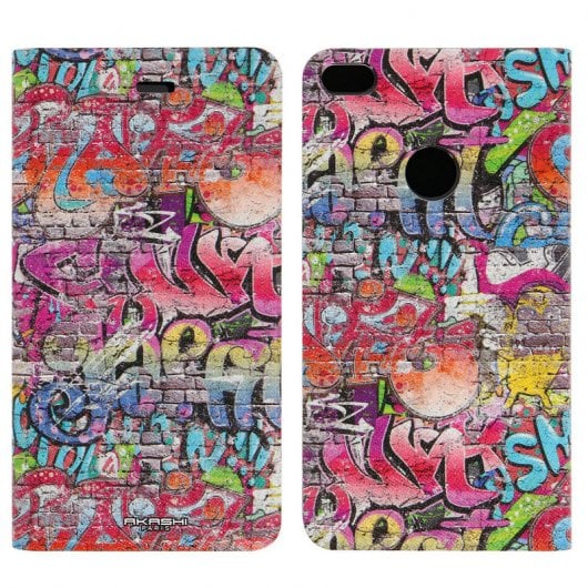 Akashi Funda Libro Billetera Graffiti para Huawei P8 Lite 2017/Honor 8 Lite