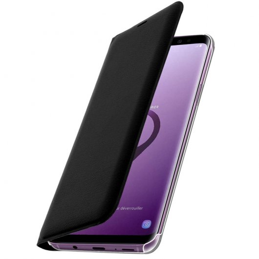 Avizar Flip Book Cover Capa Preta para Samsung Galaxy S9 Plus