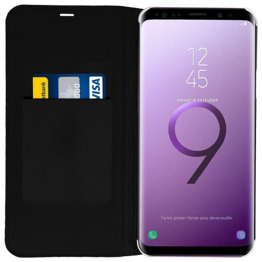 Avizar Flip Book Cover Capa Preta para Samsung Galaxy S9 Plus